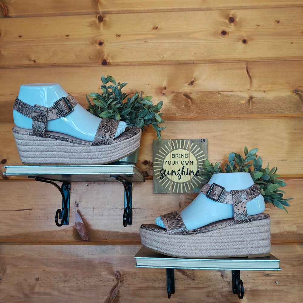 Coconuts by Matisse Sunchaser Snake Jute Espadrilles Platform Wedge Sandal Sz 8M